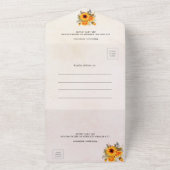 ひまわりバラ金ゴールド結婚式招待状RSVP オールインワン招待状 (外側)