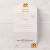 ひまわりバラ金ゴールド誕生日RSVP オールインワン招待状 (外側)