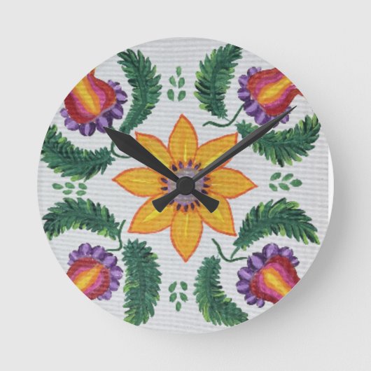 ひまわりバラ ラウンド壁時計 (正面)