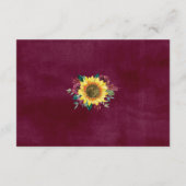 ひまわりバーガンディバラフローラウェディングレセプション エンクロージャーカード (裏面)