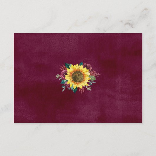 ひまわりバーガンディバラフローラウェディングレセプション エンクロージャーカード (裏面)