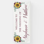 ひまわりバーガンディバラフローラ結婚ズ・ウェルカム 横断幕 (縦)