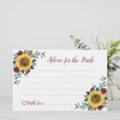 ひまわりバーガンディバラブライダルシャワーアドバイスカード (スタンド正面)