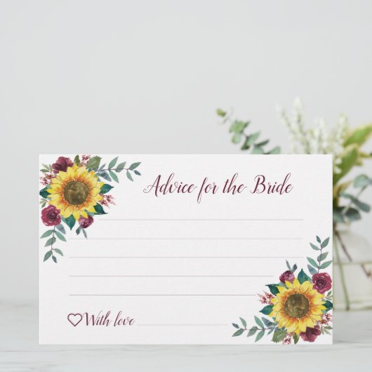 ひまわりバーガンディバラブライダルシャワーアドバイスカード (スタンド正面)