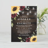 ひまわりバーガンディバラメイスンジャー結婚テーマ 招待状 (スタンド正面)