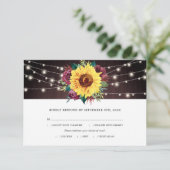 ひまわりバーガンディバラライトウッド結婚ズミール 出欠カード (スタンド正面)