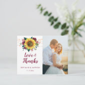 ひまわりバーガンディバラライト写真ありがとう ポストカード (スタンド正面)