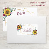 ひまわりバーガンディバラ幾何学的金ゴールドアドレス ラベル