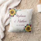 ひまわりバーガンディバラ幾何結婚体 クッション (ブランケット)