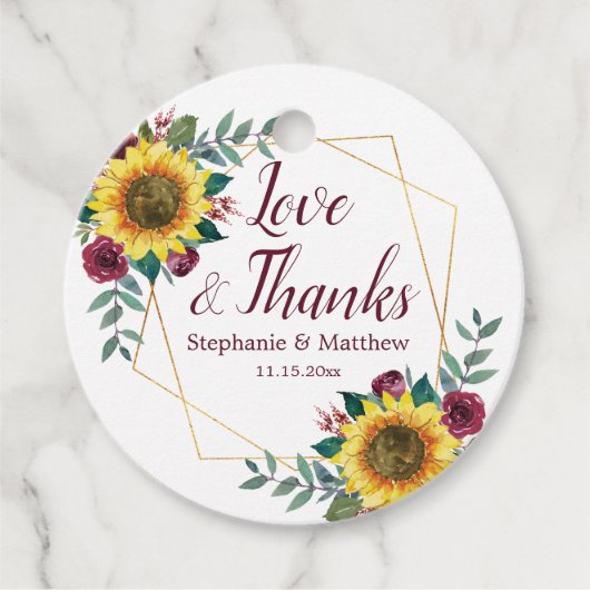 ひまわりバーガンディバラ幾何結婚的感謝していの フェイバータグ (正面)