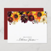 ひまわりバーガンディフローラバジェットノートカード (正面/裏面)