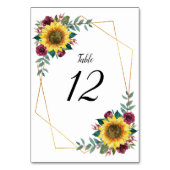 ひまわりバーガンディフローラ幾何結婚の テーブルナンバー (裏面)
