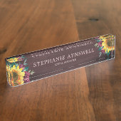 ひまわりバーガンディフローラ木目 デスクネームプレート (側面)