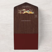 ひまわりバーガンディフローラQRコードウッド結婚ズ オールインワン招待状 (外側)