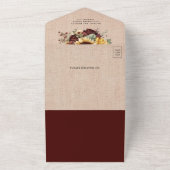 ひまわりバーガンディフローラQRコードバーラ結婚ップ オールインワン招待状 (外側)