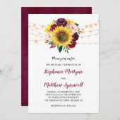 ひまわりバーガンディマルサラフローラライト結婚ズ 招待状 (正面/裏面)