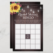 ひまわりバーガンディーウッドブライダルシャワービンゴゲーム (正面/裏面)