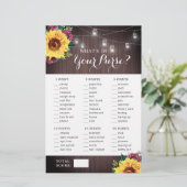 ひまわりバーガンディーウッド財布ブライダルシャワーゲーム (スタンド正面)