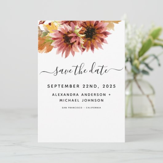 ひまわりバーガンディーカントリーの水の結婚色の セーブザデート (スタンド正面)