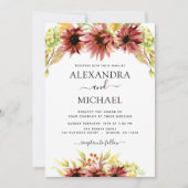 ひまわりバーガンディーカントリーの水の結婚色の 招待状 (正面)