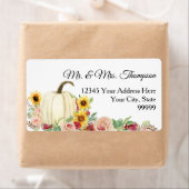 ひまわりバーガンディーピンクフローラ水彩かぼちゃ ラベル (インサイチュ)