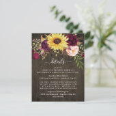 ひまわりバーガンディーレッドロ素朴ーズウッド結婚ズ エンクロージャーカード (スタンド正面)