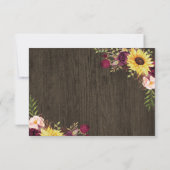 ひまわりバーガンディーレッドロ素朴ーズウッド結婚ズ 出欠カード (裏面)