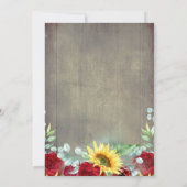 ひまわりバーガンディーレッド素朴秋卒業 招待状 (裏面)