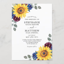 ひまわりバーガンディ海軍の水色のフローラ結婚ズ