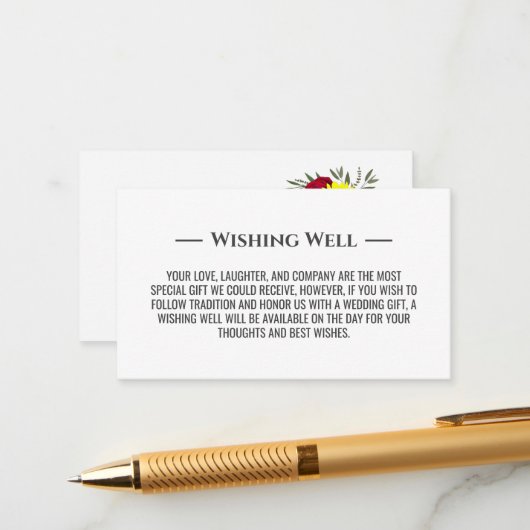 ひまわりバーガンディ結婚バラの願い井戸 エンクロージャーカード (正面/裏面インサイチュ)