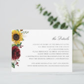 ひまわりバーガンディ結婚フローラ詳細カード 招待状 (スタンド正面)