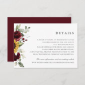 ひまわりバーガンディ結婚フローラ詳細カード 招待状 (正面/裏面)