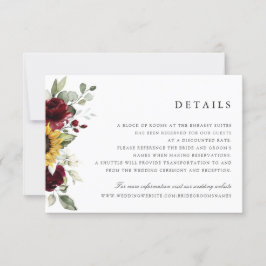 ひまわりバーガンディ結婚フローラ詳細カード 招待状