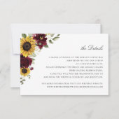 ひまわりバーガンディ結婚フローラ詳細カード 招待状 (正面)