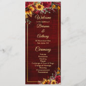 ひまわりバーガンディ結婚式プログラム メニュー (正面)