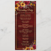 ひまわりバーガンディ結婚式プログラム メニュー (裏面)