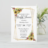 ひまわりバーガンディ金ゴールドフレームブライダルシャワー 招待状 (スタンド正面)