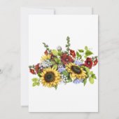 ひまわりバーガンディ金ゴールドフレームブライダルシャワー 招待状 (裏面)