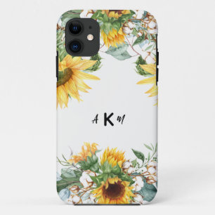 ひまわりバーストコンビネーション フォント モノグラム iPhone 11 ケース