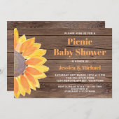 ひまわりバームウッドカップルピクニックベビーシャワー 招待状 (正面/裏面)