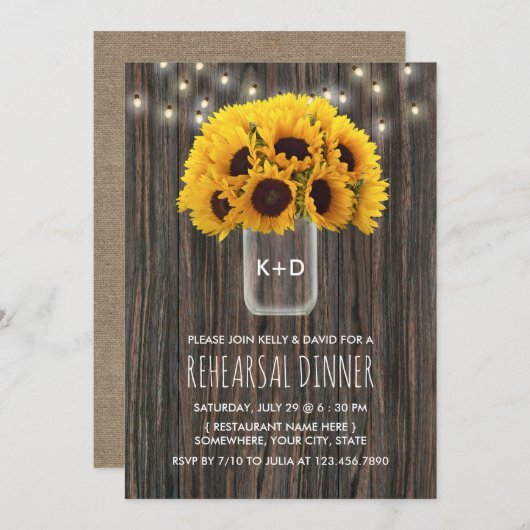 ひまわりバームウッド結婚ズリハーサルディナー 招待状 (正面/裏面)