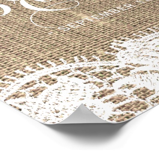 ひまわりバーラップとレース秋のブライダルシャワー ポスター (角)