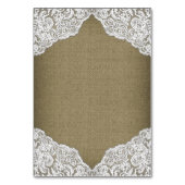 ひまわりバーラップとレース結婚のインサートカード テーブルナンバー (裏面)