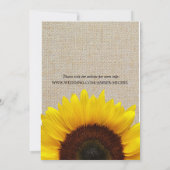 ひまわりバーラップカントリー素朴ウェディング招待状 招待状 (裏面)