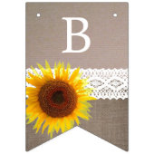 ひまわりバーラップ&クロチェットレース赤ちゃんシャワー バンティングフラッグ (第3の旗)