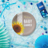 ひまわりバーラップ&クロチェットレース赤ちゃんシャワー ペーパープレート (パーティー)