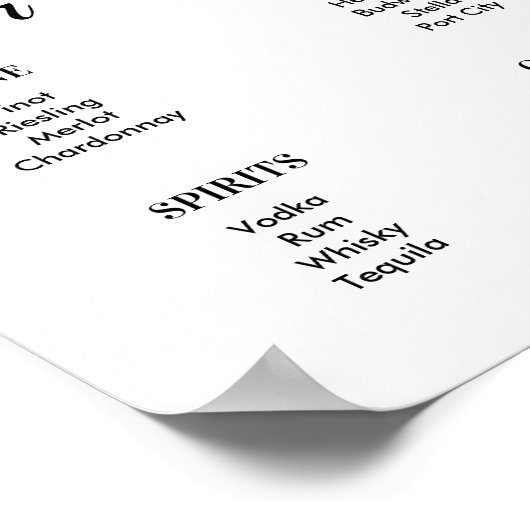 ひまわりバー メニュー ホワイト イエロー フラワープリント ポスター (角)