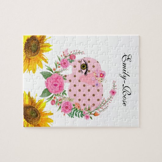 ひまわりパズルピンクエレファントフローラ ジグソーパズル (横)