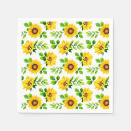 ひまわりパターンカントリーファームハウスバースデーパーティー スタンダードカクテルナプキン