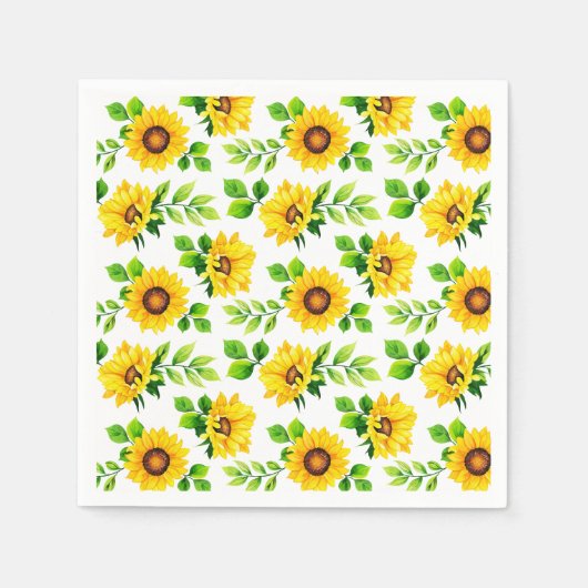 ひまわりパターンカントリーファームハウスバースデーパーティー スタンダードカクテルナプキン (正面)